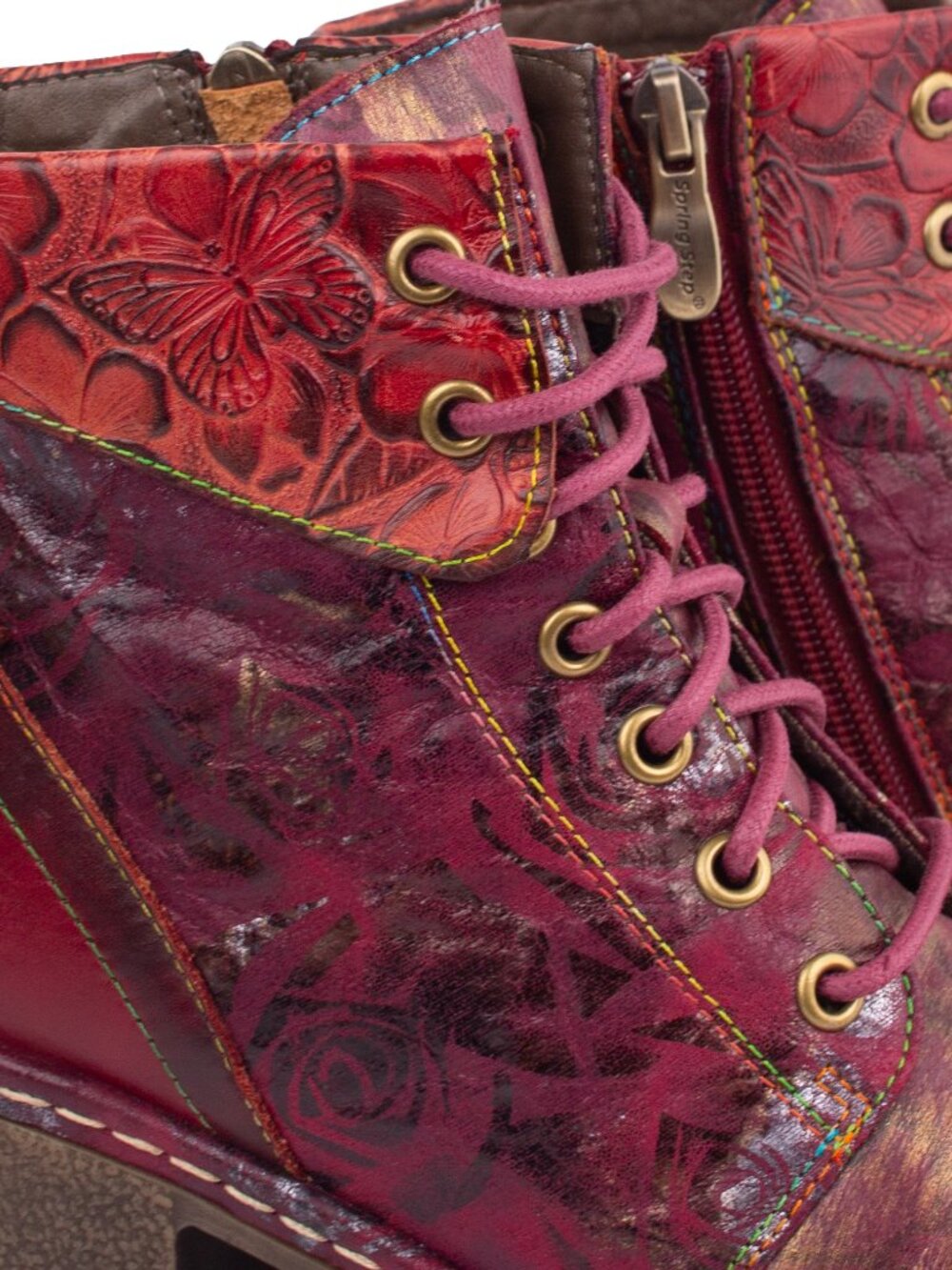 Spring Step L’Artiste Fallinluv Bordeaux Leather LaceUp Boots Size 37 / US 7 - Picture 9 of 16